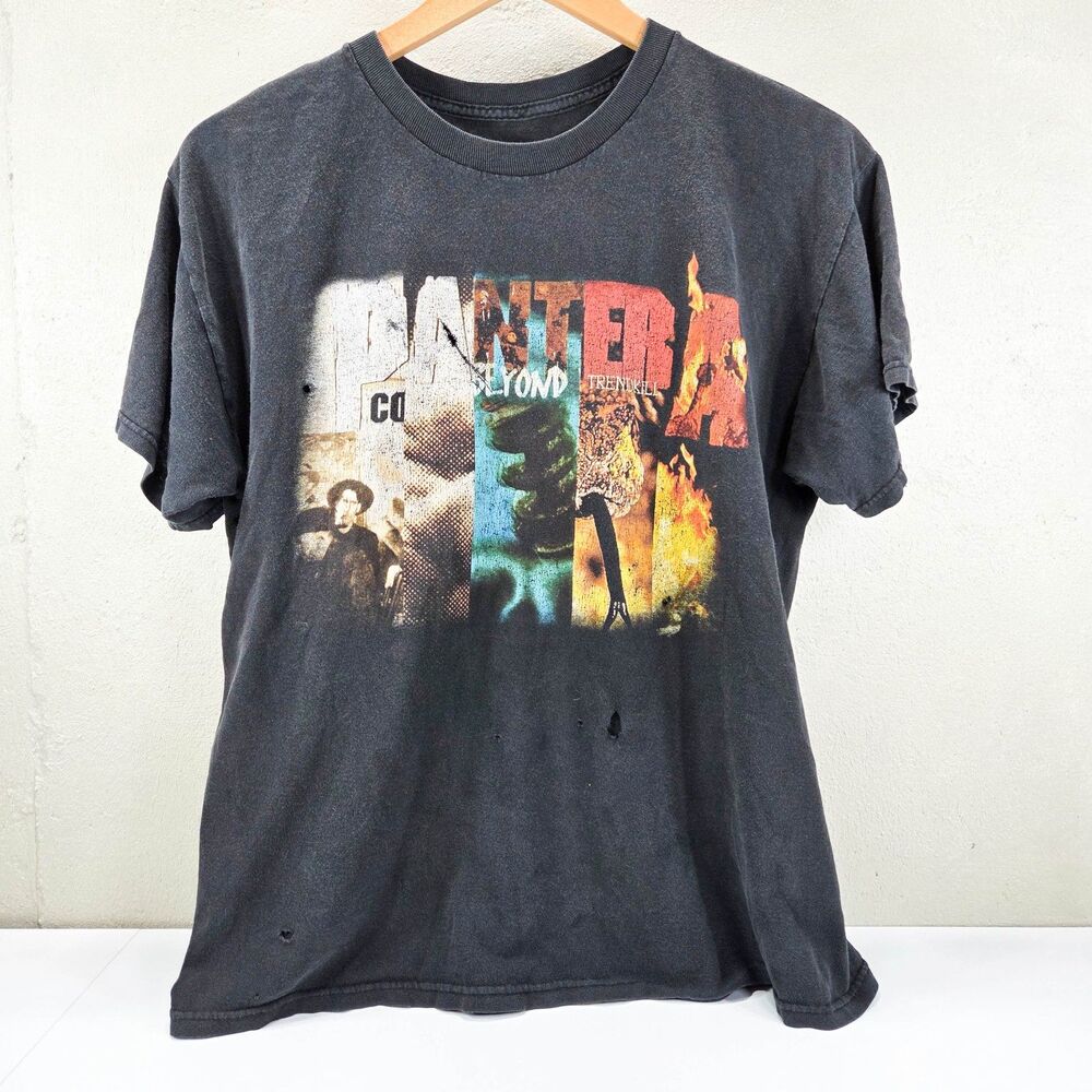 Vintage 1997 Pantera Album Collage Faded Distressed Band T Shirt Sz Large